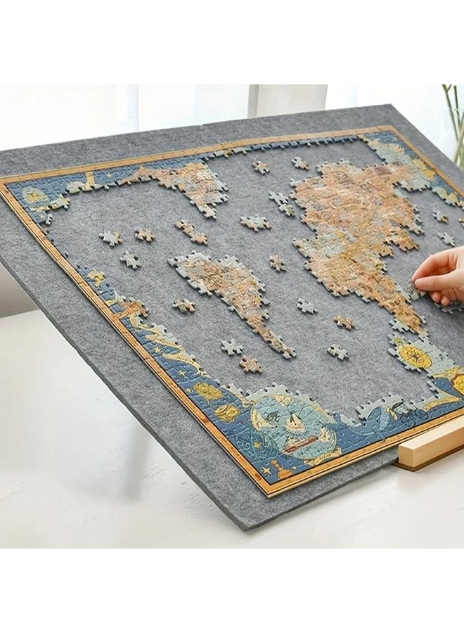 Light Grey Foldable Puzzle Board With World Map Design 80x60cm Portable Jigsaw Mat - Image 1